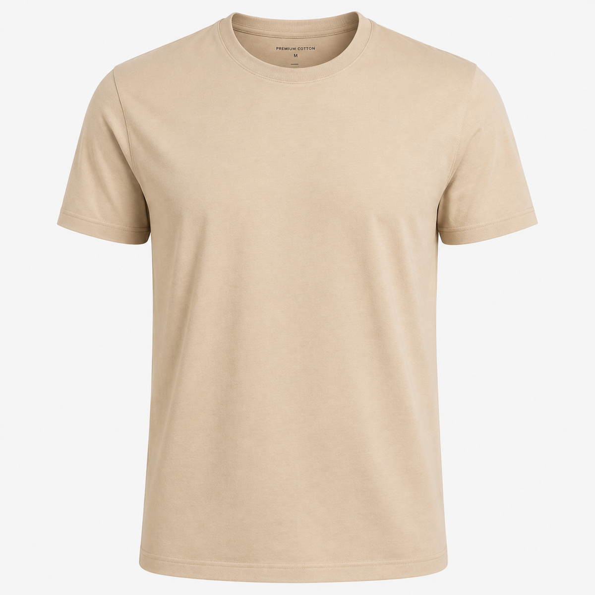 Beige Premium Cotton Crewneck T-Shirt | Chlorry Hurry