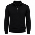 Black Merino Wool Quarter-Zip Sweater | Chlorry Hurry