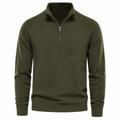 Olive Green Merino Wool Quarter-Zip Sweater | Chlorry Hurry